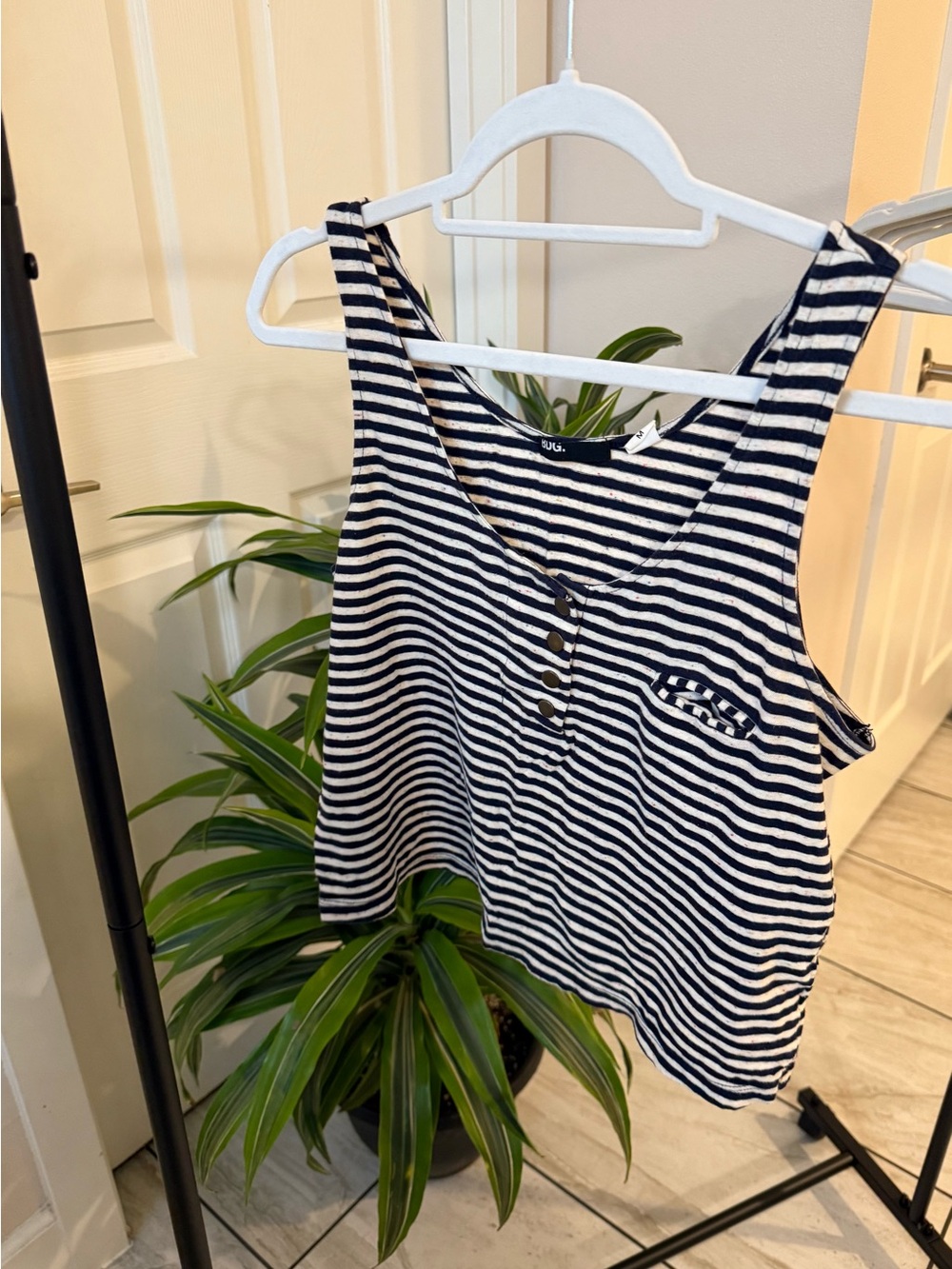 Urban Outfitters Black and White Striped Cropped Tank